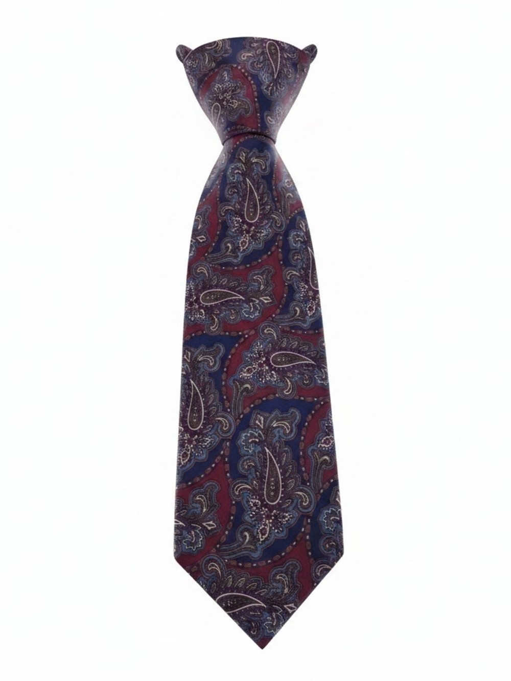 Dior Men’s Crimson and Blue Paisley Silk Tie 56"L 3.5" W